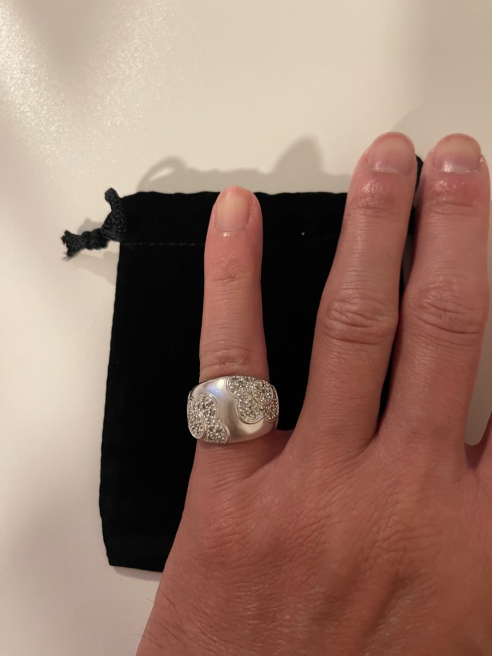 14k white gold flower dome ring with diamonds